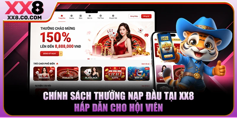 Chính sách thưởng nạp đầu tại XX8 hấp dẫn cho hội viên  